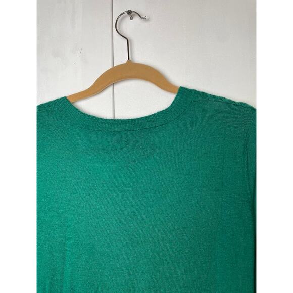 New Cashfeel Merino Wool Sweater Elbow Patch Emerald Green Pullover Plus Sz 2X - Picture 7 of 11